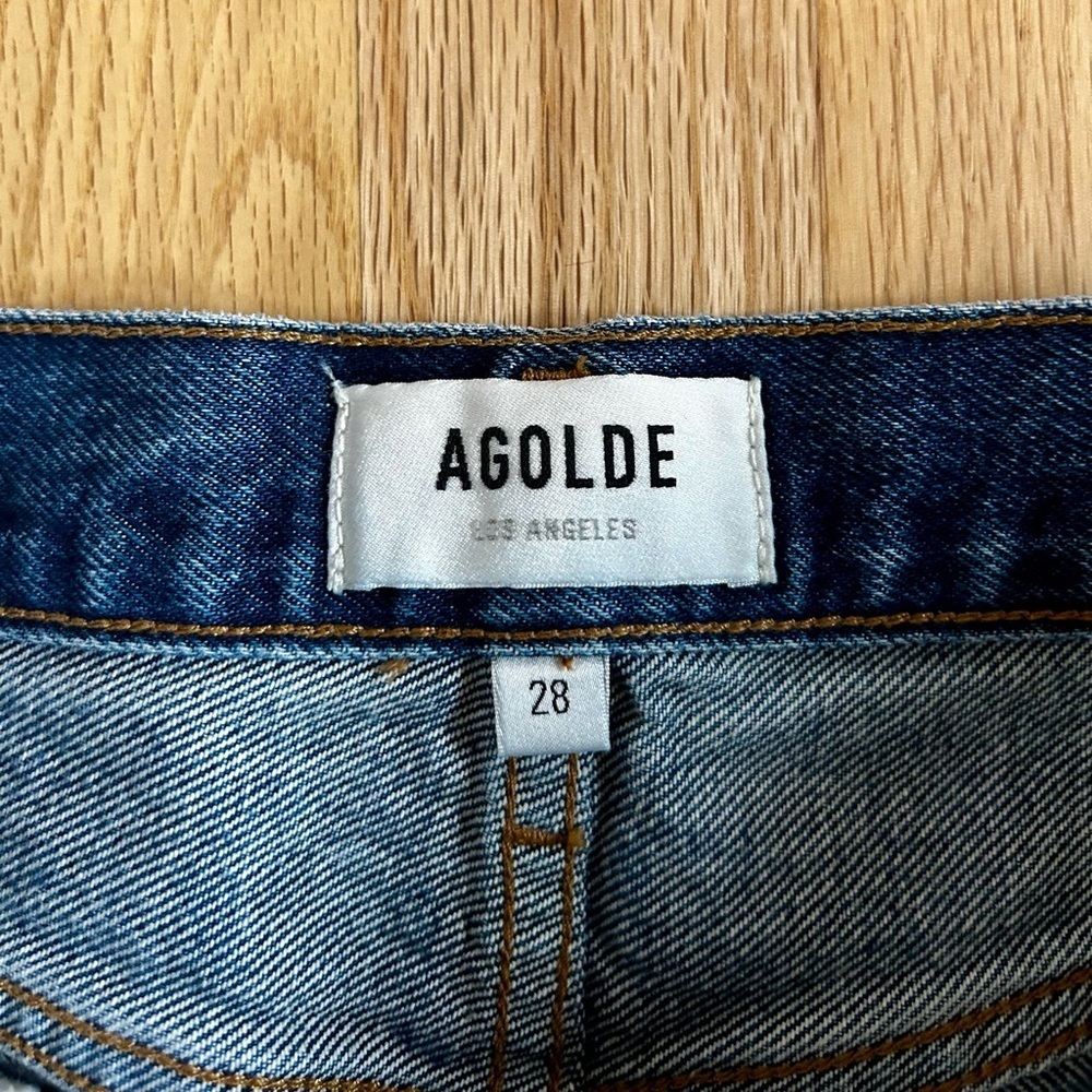 AGOLDE parker vintage cut off shorts caution dark wash denim jorts size 28 - Picture 7 of 16
